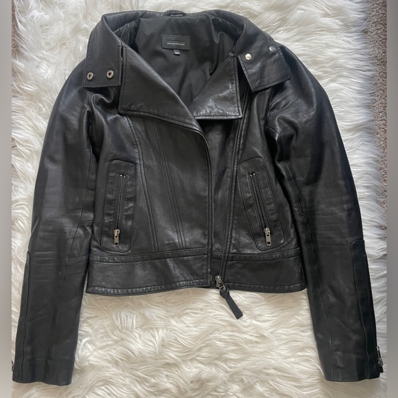 Mackage for Aritzia Kenya Lamb Leather Moto Jacket Black sz XS - Picture 2 of 10